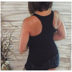 "Can't Touch This" Ribbed Racerback Low Scoop Boy Beater Cleavage Tank Top Black 1X/2X/3X