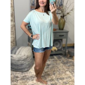 PIKO Dolman Wide Open Boat Neck Dolman Sleeve Tunic Top Shirt Mint S/M/L