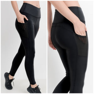 High Waist Pocket Performance Leggings Stretch Yoga Lounge Pants Gym Workout Black