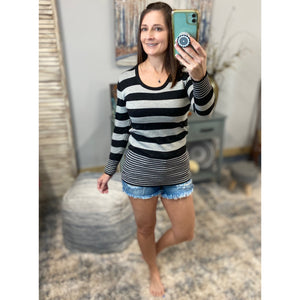 Very Sexy Scoop Neck Striped Preppy Tunic Sweater Blouse Shirt Top S/M/L/XL