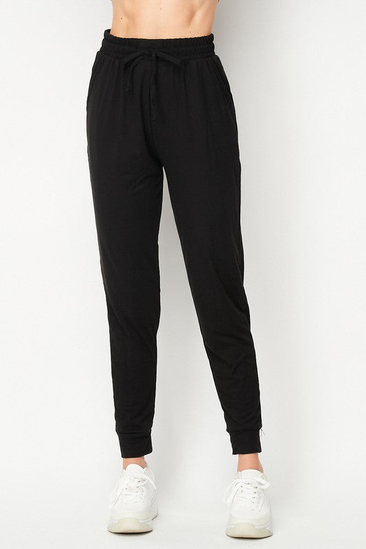 “Better Than Me” Sporty Joggers Pocket Stretch Ankle Lounge Pants Black S/M/L/XL