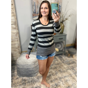 Very Sexy Scoop Neck Striped Preppy Tunic Sweater Blouse Shirt Top S/M/L/XL