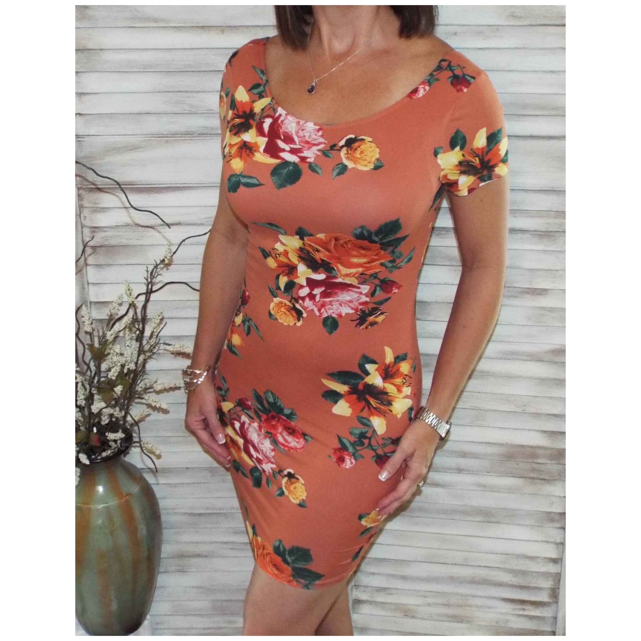Sexy Scoop Cleavage Bodycon Country Floral Mini Tee Shirt Dress Orange Hot Southern Mess Boutique Sexy Scoop Cleavage Bodycon Country Floral Mini Tee Shirt Dress Orange Hot Southern Mess Boutique