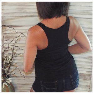 Sexy Scoop Neck Racerback Floaty Sleeveless Raw Edge Hem Tank Top Black S/M/L