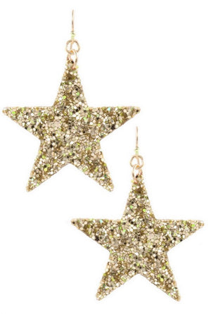 “Ring In The New Year” Glitter Stone Star Hook Earrings Gold