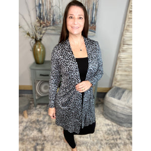 “See You Again” Leopard Long Open Front Cardigan Pocket Light Long Sleeve S/M/L/XL
