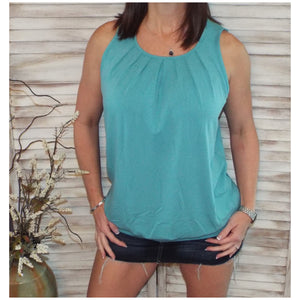 Very Sexy Pleated Scoop Neck Sleeveless Halter Banded Tank Cami Top Mint S/M/L/XL