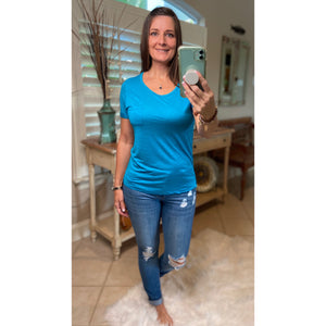 Very Sexy Sheer Burnout Melange Tissue Scoop Neck Top Shirt Tee Jade S/M/L