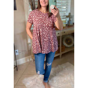 “You’re One Of A Kind” Round Neck Pocket Splatter Short Sleeve Burgundy