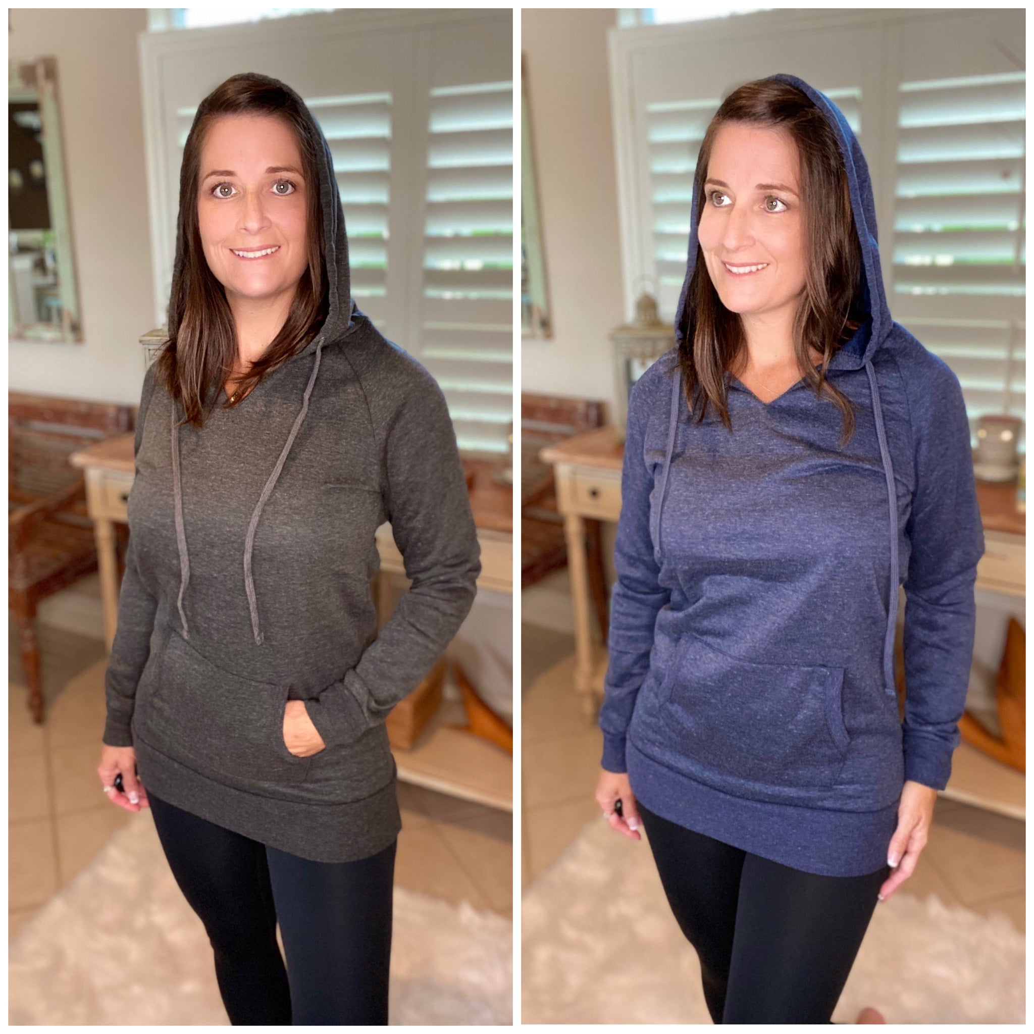 “I Can’t Wait for Winter” Kangaroo Pocket Drawstring Hoodie Banded Bottom Raglan Sleeve Gray