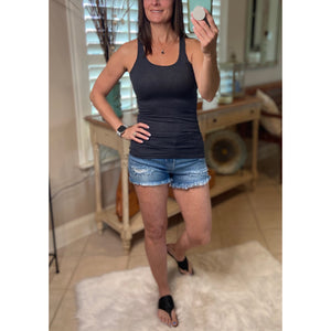"Can't Touch This" Ribbed Racerback Low Scoop Boy Beater Cleavage Tank Top Gray 1X/2X/3X