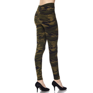 Camouflage Army Military Leggings Stretch Lounge Pants Juniors Green Brown OS