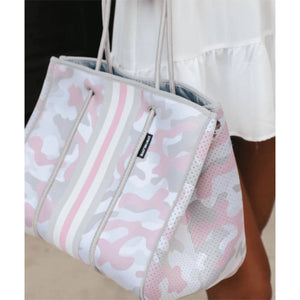 Large Neoprene Tote Bag and Wristlet Camouflage - Summerside