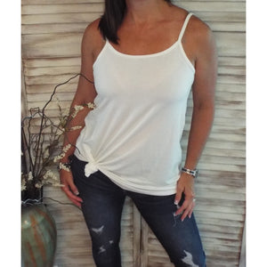 “Heat Wave” Reversible Front Back Low Scoop Or V-Neck Tank Shirt Top Ivory S/M/L/XL