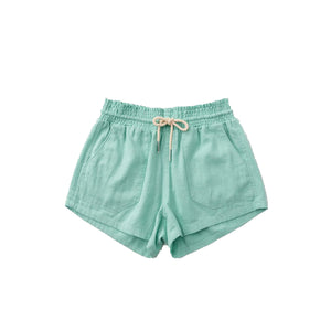Basic Linen Pocket Drawstring Elastic Waist Dressy Shorts Bottoms Mint S/M/L