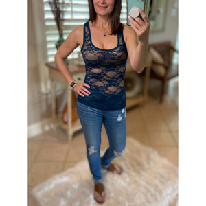 Racerback All Lace Sheer Low Cut Cleavage Sleeveless Cami Tank Top Emerald