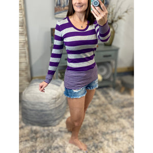 Very Sexy Scoop Neck Striped Preppy Tunic Sweater Blouse Shirt Top S/M/L/XL