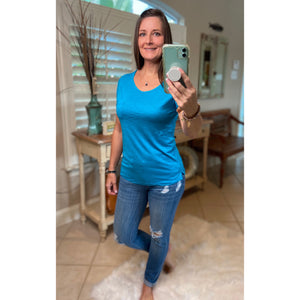 Very Sexy Sheer Burnout Melange Tissue Scoop Neck Top Shirt Tee Jade S/M/L