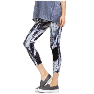 Paint Print Leggings Stretch Yoga Lounge Capri Pants Gym Workout Black Blue S/M/L