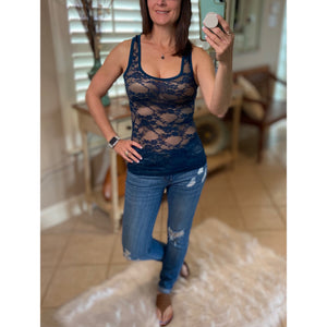 Racerback All Lace Sheer Low Cut Cleavage Sleeveless Cami Tank Top Emerald