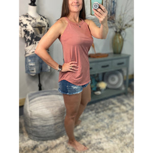 Tri Rocker Racerback Scoop Neck Floaty Trendy Tank Top Blush Pink S/M/L/XL