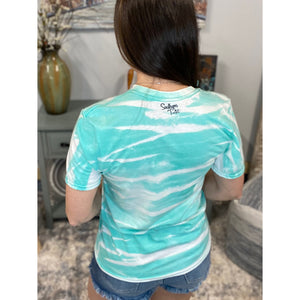 “Mom” #momlife Messy Bun Sunglasses Headband Bleached Sublimation Boyfriend Basic Tee Shirt Green S/M/L/XL/2X