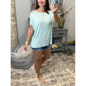 PIKO Dolman Wide Open Boat Neck Dolman Sleeve Tunic Top Shirt Mint S/M/L