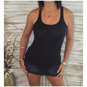 “Can’t Touch This” Ribbed Racerback Low Scoop Boy Beater Cleavage Tank Top Black S/M/L/XL