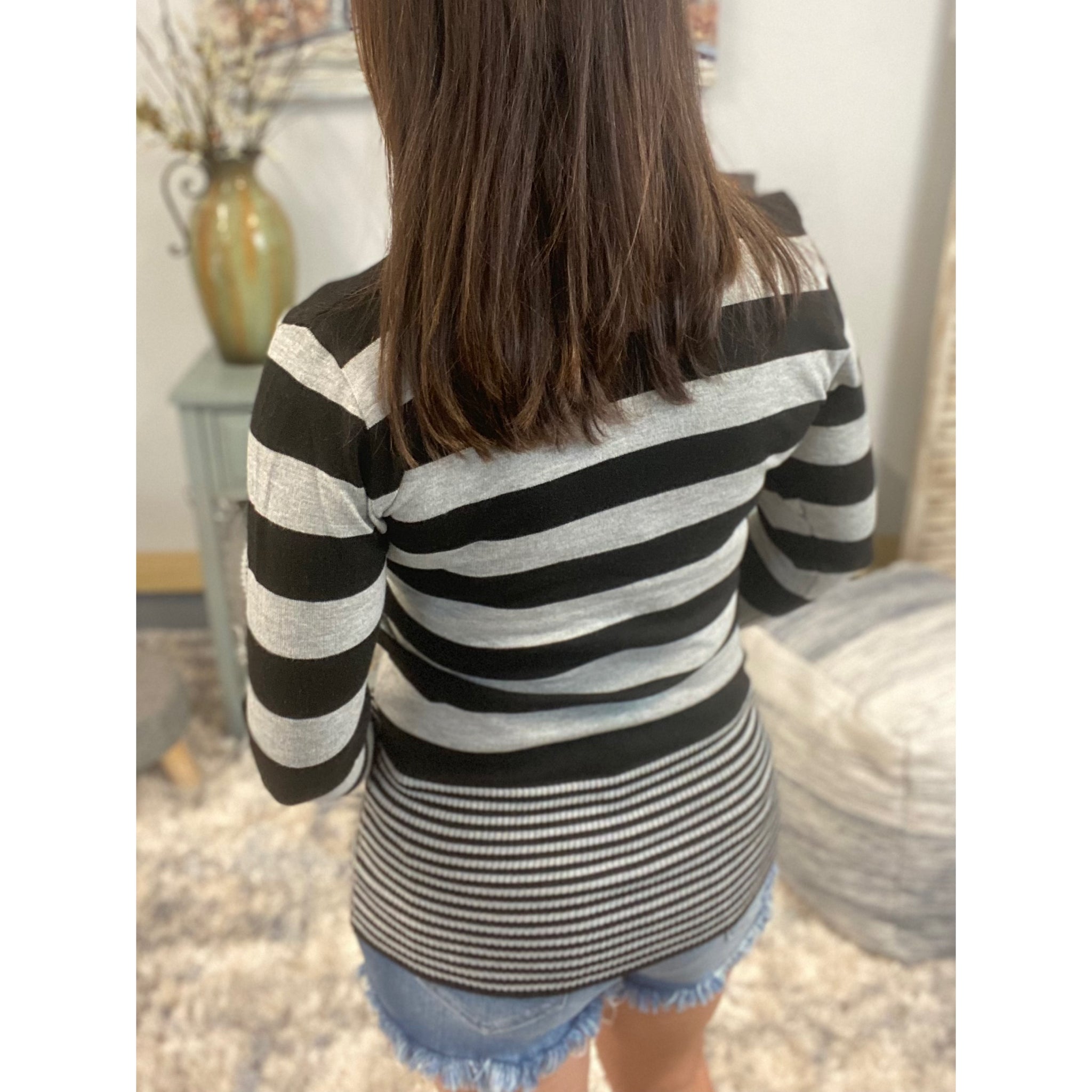 Very Sexy Scoop Neck Striped Preppy Tunic Sweater Blouse Shirt Top S/M/L/XL