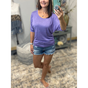 Sexy Dolman Wide Scoop Open Neck Batwing Blouse Top Shirt Purple XS/S/M/L/XL