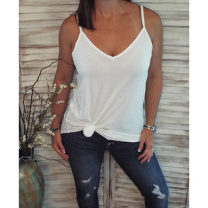 “Heat Wave” Reversible Front Back Low Scoop Or V-Neck Tank Shirt Top Ivory 1X/2X/3X