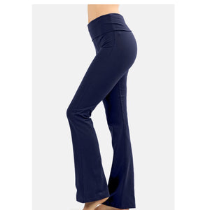 “Head Over Heels” Low Rise Leggings Stretch Yoga Lounge Fold Pants Gym Workout Navy S/M/L/XL