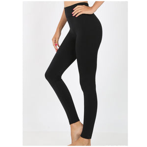 "Cozy Days" Thick Fleece Ribbed Waistband Leggings Stretch Yoga Lounge Pants Black S/M L/XL
