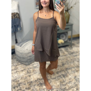 Sexy Crochet Strap Scoop Neck Sleeveless Tank Summer Dress Gray S/M/L