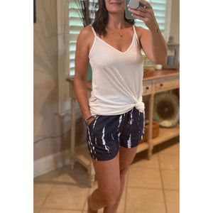 Tie Dye Elastic Drawstring Pocket Dressy Shorts Navy S/M/L/XL