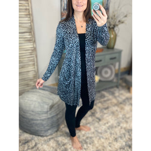 “See You Again” Leopard Long Open Front Cardigan Pocket Light Long Sleeve S/M/L/XL