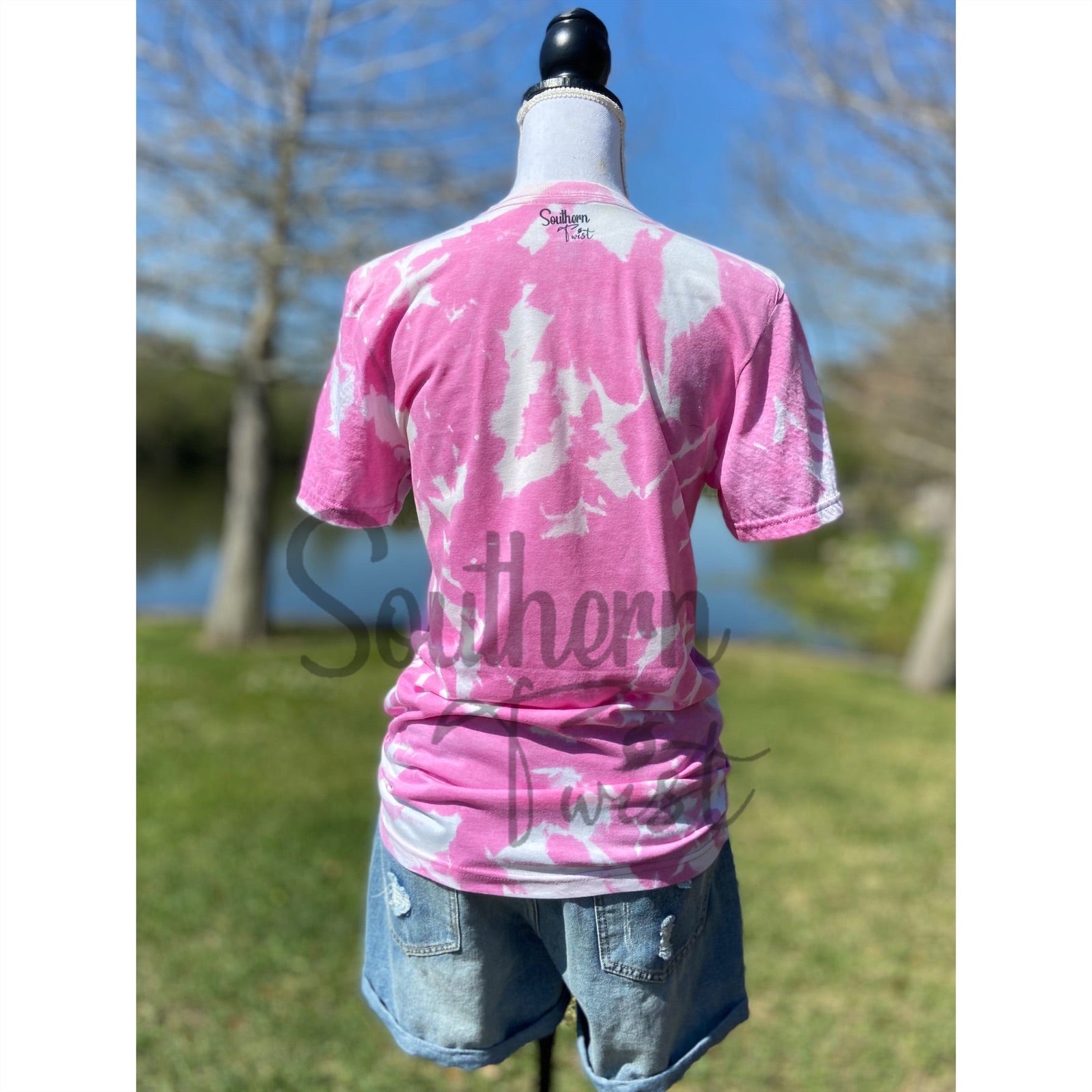 “Peter Cottontail” Polka Dot Easter Bleached Sublimation Boyfriend Basic Tee Shirt Pink S/M/L/XL/2X