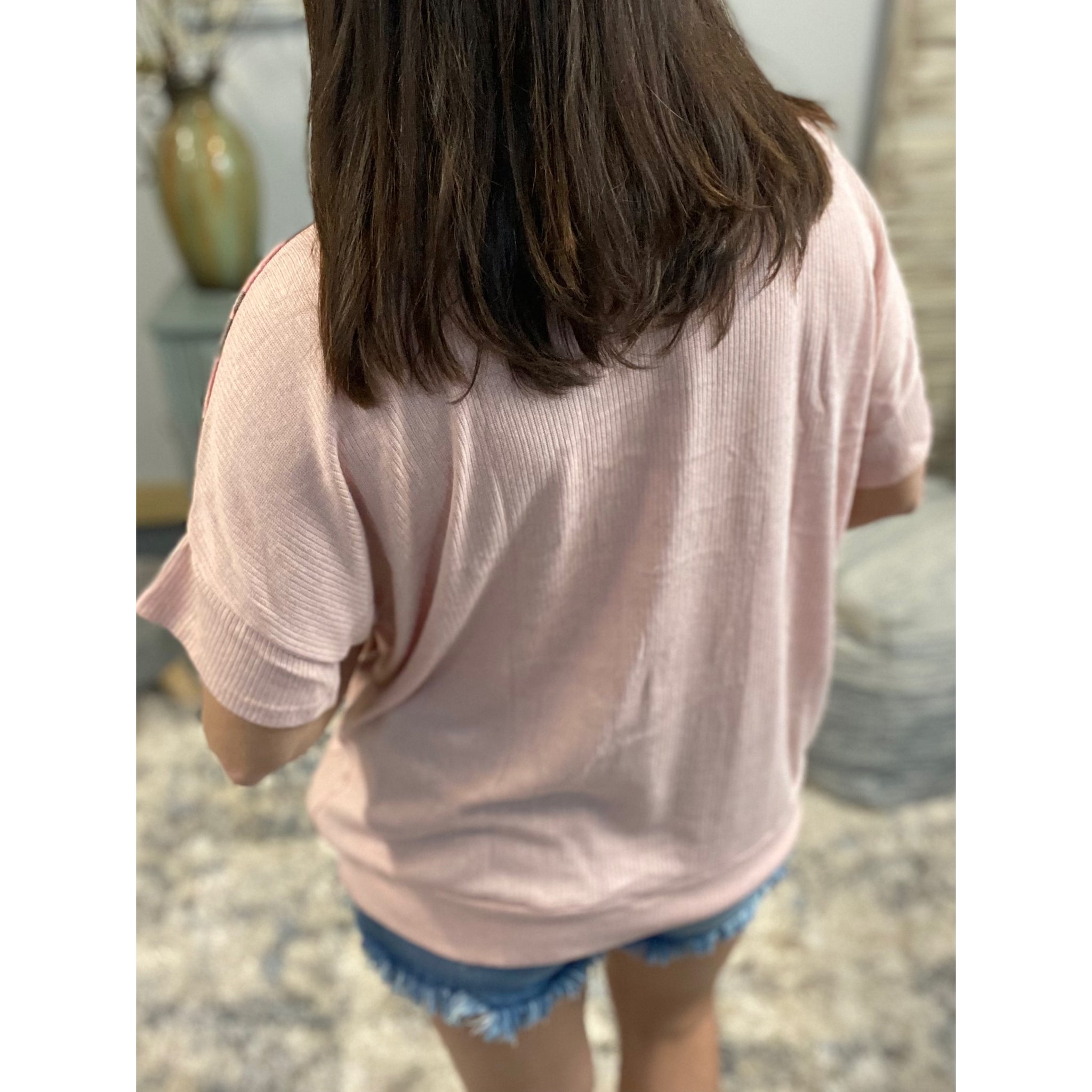 "I'm Making Moves" Leopard Color Block Scoop Neck Ribbed Kangaroo Pocket Pink S/M/L/XL
