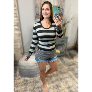 Very Sexy Scoop Neck Striped Preppy Tunic Sweater Blouse Shirt Top S/M/L/XL