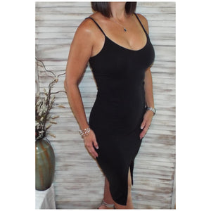 Sexy V-Neck Adjustable Strap Cleavage Bodycon Mini Summer Tank Dress Black S/M/L