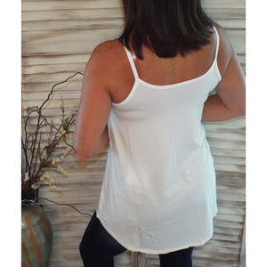 “Heat Wave” Reversible Front Back Low Scoop Or V-Neck Tank Shirt Top Ivory 1X/2X/3X