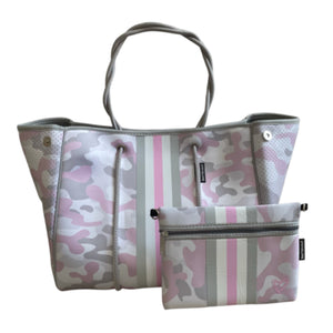 Large Neoprene Tote Bag and Wristlet Camouflage - Summerside