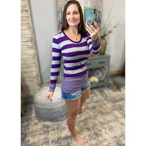 Very Sexy Scoop Neck Striped Preppy Tunic Sweater Blouse Shirt Top S/M/L/XL