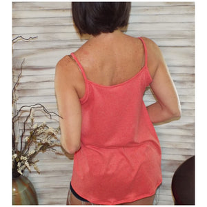 Sexy V-Neck Floaty Self Tie Animal Print Color Block Summer Tank Coral
