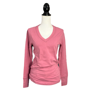 Sexy V-Neck Low Cut Cleavage Knit Stretch Slimming Shirt Top Tee Pink S/M/L