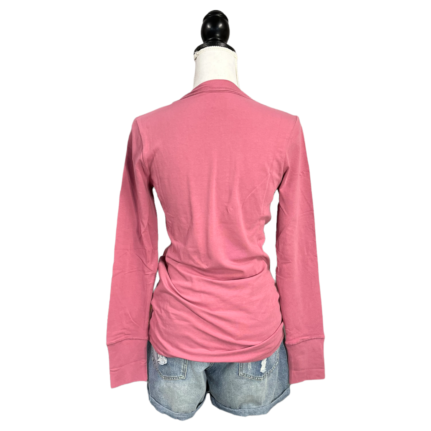 Sexy V-Neck Low Cut Cleavage Knit Stretch Slimming Shirt Top Tee Pink S/M/L