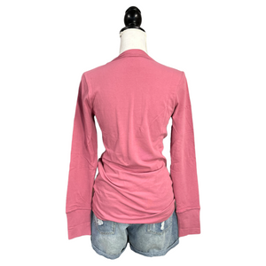 Sexy V-Neck Low Cut Cleavage Knit Stretch Slimming Shirt Top Tee Pink S/M/L