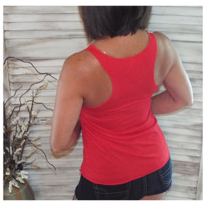 Sexy Scoop Neck Racerback Floaty Sleeveless Raw Edge Hem Tank Top Red S/M/L