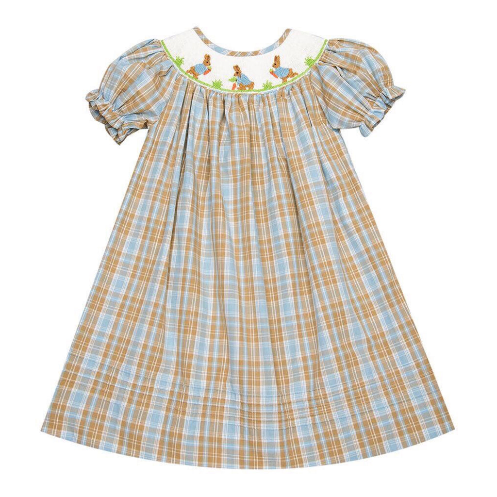 Easter Bunny Carrot Smocked Bishop Dress Embroidered