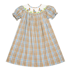 Easter Bunny Carrot Smocked Bishop Dress Embroidered